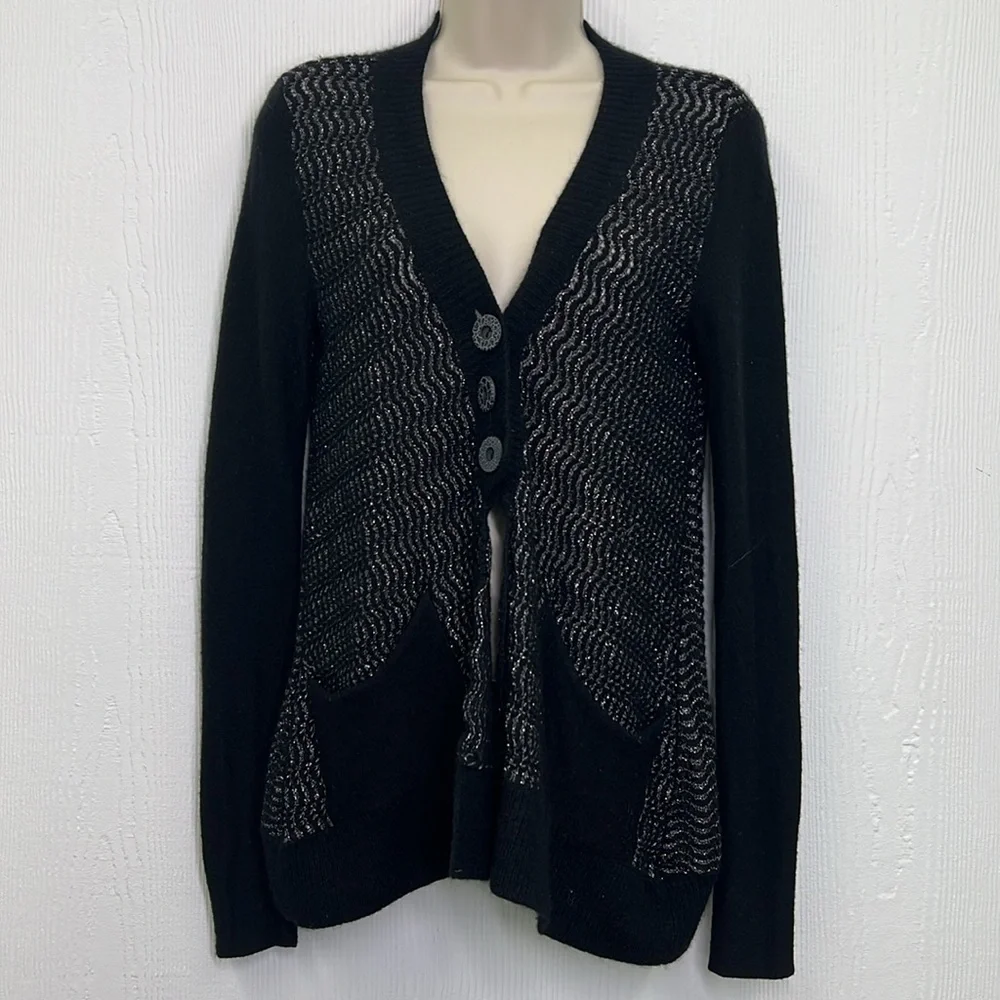 Free People - Willow Caroline Metallic Wool Angora Knot Cardigan Size XS